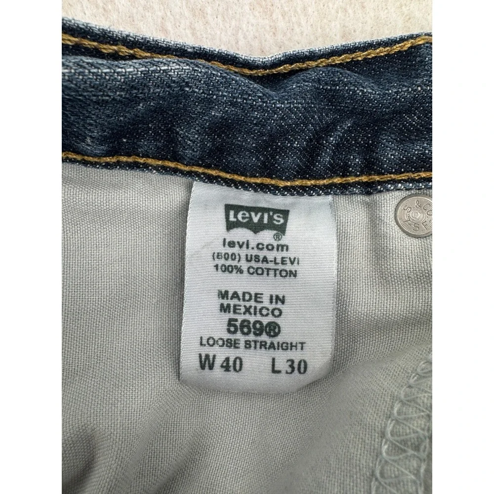 Levis 569 Loose Straight Leg Jeans Mens 40x30 (40x25 Hemmed) Blue Denim Workwear
